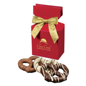 Chocolate Covered Pretzels in Red Premium Delights Gift Box