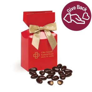 Dark Chocolate Covered Almonds in Red Premium Delights Gift Box