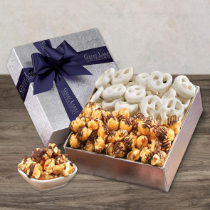 Crunchy Delights Frosted Pretzels and Caramel Corn