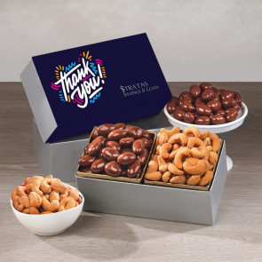 Chocolate Covered Almonds & Fancy Cashews in Full Color Gift Box