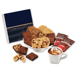 Gourmet Cookie & Brownie Gift Box with Navy & Gold Sleeve