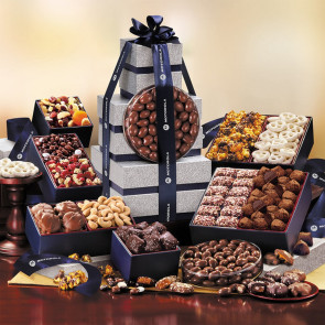 Silver and Navy Executive Gourmet Gift Tower