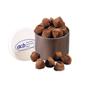 Cocoa Dusted Truffles in Designer Tin with Lid Imprint