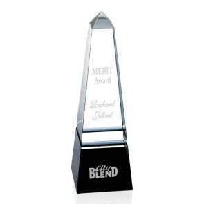 Groove Obelisk Optical Crystal Award - Black Base