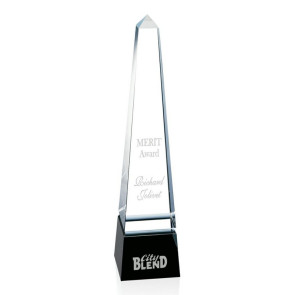 Groove Obelisk Optical Crystal Award - Black Base
