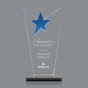 McKinley Star Award - Clear Optical Crystal with Blue Star 8 3/4in.