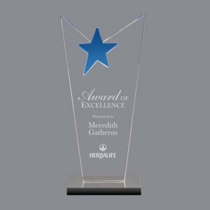 McKinley Star Award - Clear Optical Crystal with Blue Star 10 1/2in.