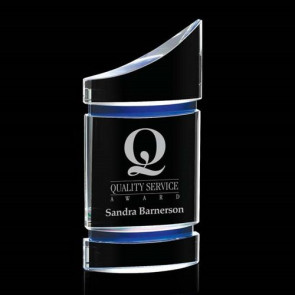 Gemma Award - Optical Crystal with Blue Optical Crystal Base 12 in