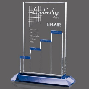 Estevan Award - Blue & Clear Optical Crystal on Base 9 in.