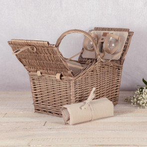 Piccadilly Double Lid Picnic Basket w/Service for Two