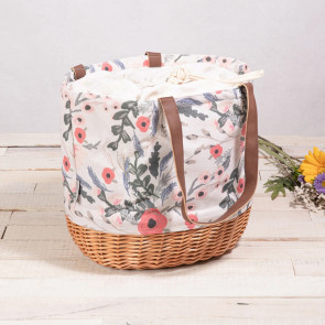 Coronado Canvas and Willow Basket Tote - Floral