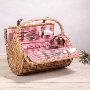 Barrel - Willow Basket w/Deluxe Picnic Service for Two