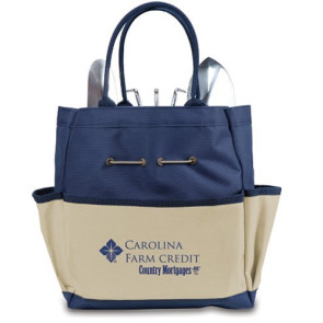 Garden Tote with Tools, (Navy with Beige)
