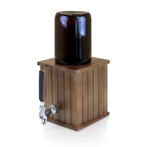 Growler Tap Wooden Beverage Dispenser with 64 oz. Amber Growler