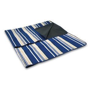 Blanket Tote Outdoor Picnic Blanket, (Blue Stripes & Navy with