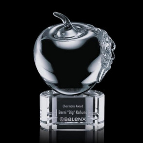 Glass Apple on Paragon Base Award - Clear Leaf