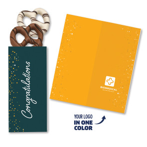 One Color Foil-Stamped Stock Congratulations Sweeter Cards with Chocolate Decorated with Company Logo