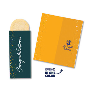 One Color Foil-Stamped Stock Congratulations Sweeter Cards with Sugar Coookie Decorated with Company Logo