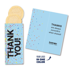 One Color Foil-Stamped Stock Gratitude Sweeter Cards with Sugar Cookies Decorated with Company Logo