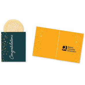 One Color Foil-Stamped Stock Congratulations Mini Sweeter Card Decorated with Company Logo