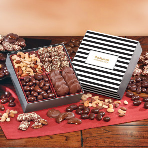 Gourmet Holiday Gift Box with Stripes Sleeve Decorated with Company Logo