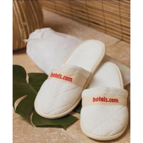 Quilted Velour Slippers in Travel Bag