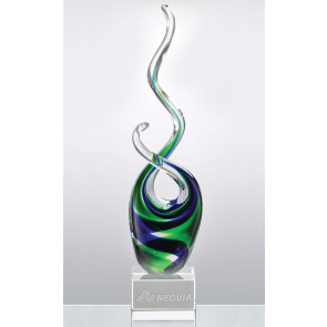 Tropical Splash Art Glass Award with Color Fill Included