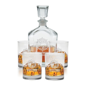 Capital Decanter Set with Set of 4 Glasses - Deep Etched