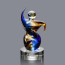 Genesis Figurine Art Glass Award on Clear Glass Base - 9.5 in tall