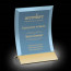 Dominga Award - Blue Tinted Glass with Gold 6 in x8 in