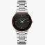 Bulova Watches Ladies Apollo Silver-Tone Stainless Steel Bracelet Watch Black dial