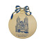 Gold Ball Shape Flat Metal Holiday Ornament with Matching Bow Color