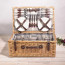 Newbury Picnic Basket - Navy Blue & Burgundy Plaid Pattern