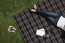 Blanket Tote XL Outdoor Picnic Blanket, (Black Tartan with Blac