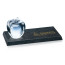 Colorless Glass Apple with Green Leaf on Granite Base